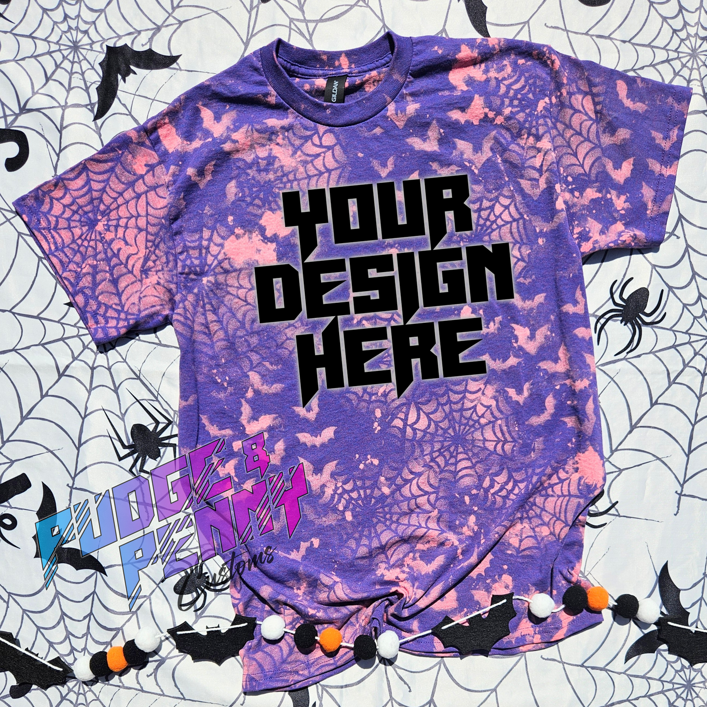 Gildan Lilac Bleached Webs and Bats Blank