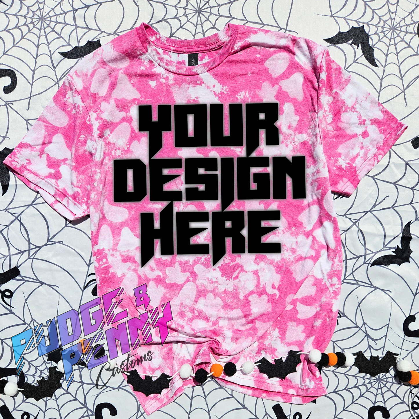 Mockup - Gildan Softstyle Heather Heliconia Bleached Ghosties