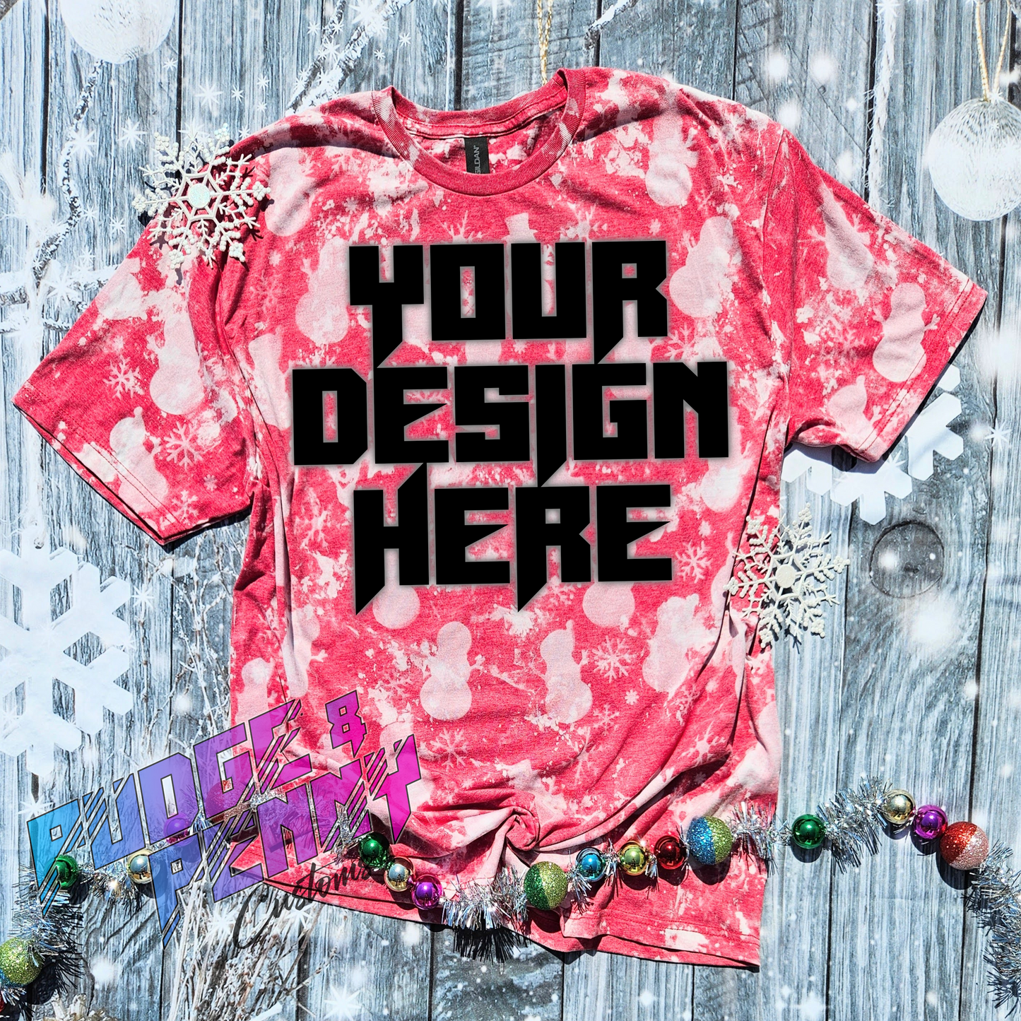 Gildan Softstyle Heather Red Bleached Snowmen Blank