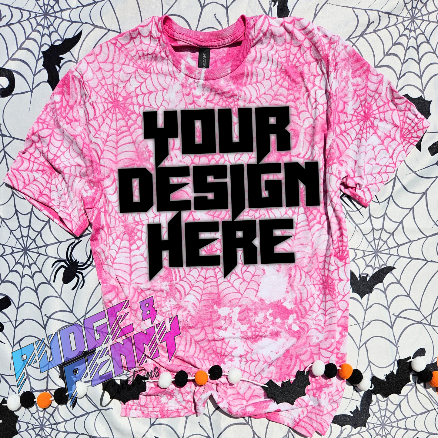 Gildan Softstyle Heather Heliconia Bleached Spiderwebs Blank