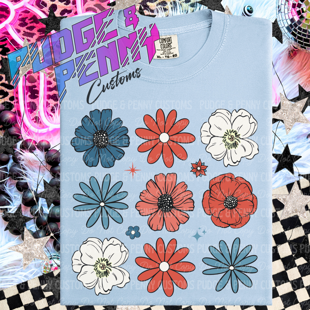 Red, White and Blue Flowers