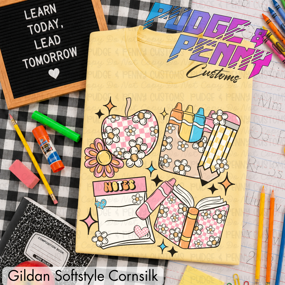 Floral and Checkered School Collage
