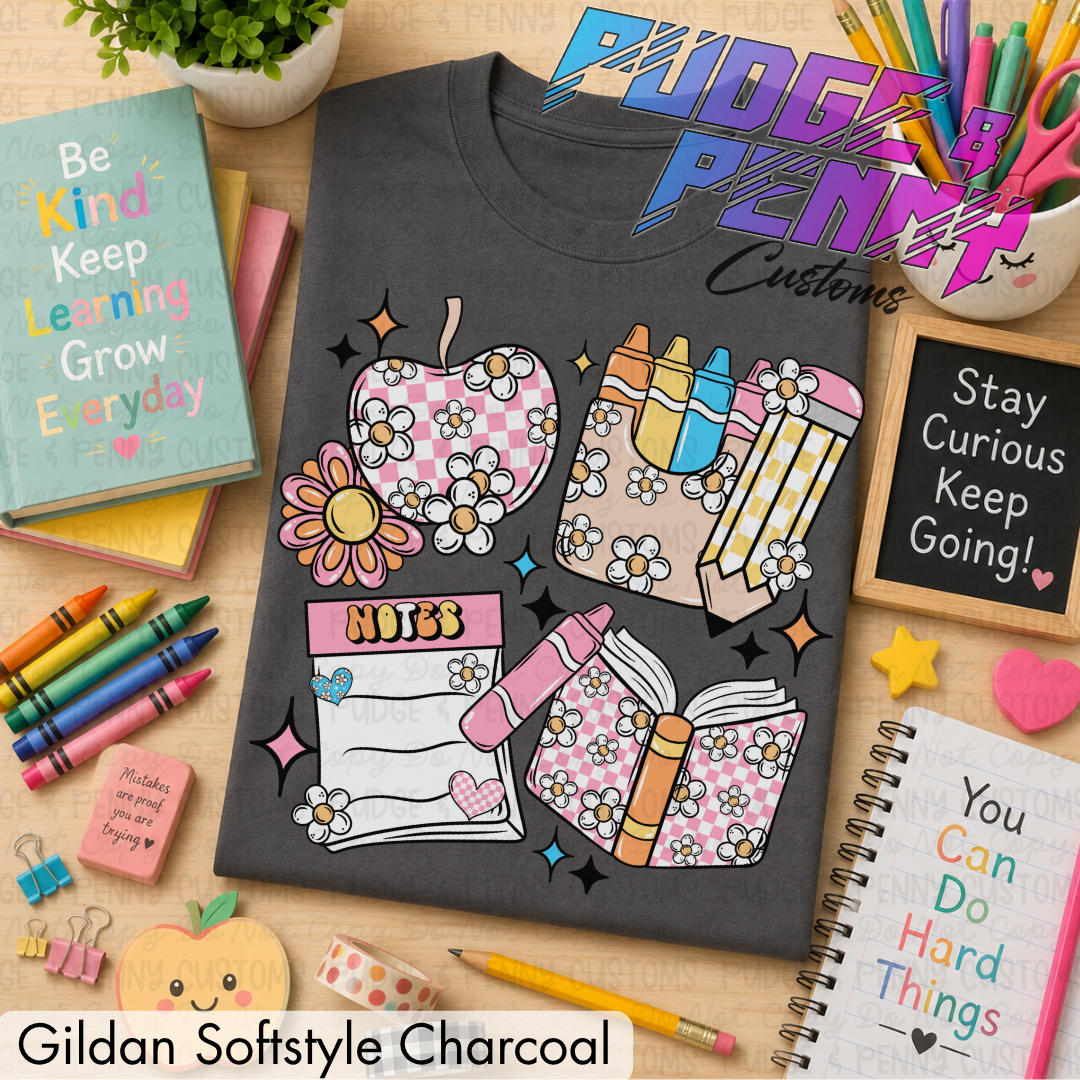 Floral and Checkered School Collage