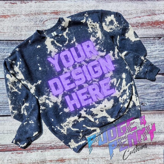 Tultex Heather Denim Bleached Blank | Crew