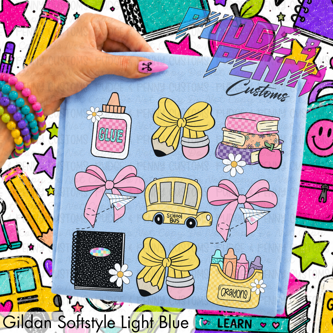School Bus and Supplies Collage