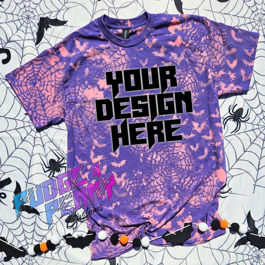 Gildan Lilac Bleached Webs and Bats Blank