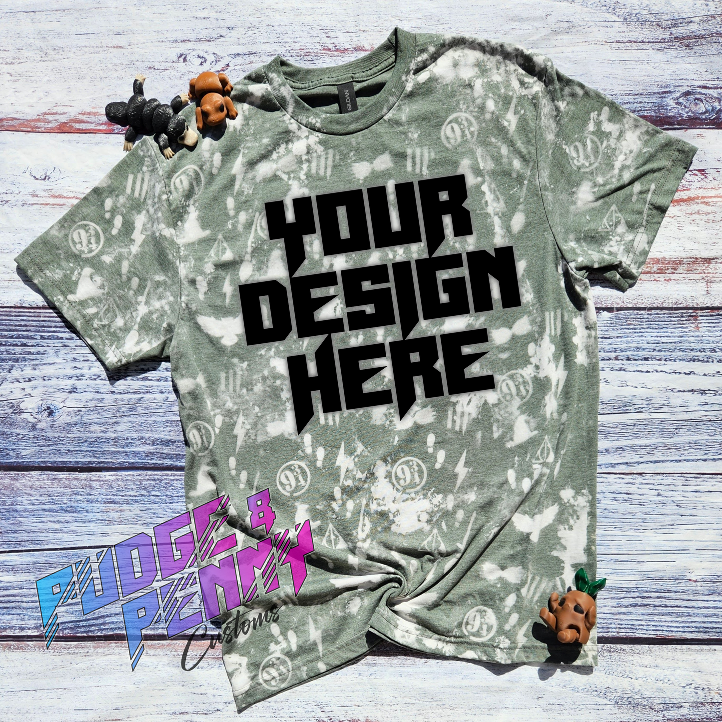 Gildan Softstyle Heather Military Green Bleached HP Blank