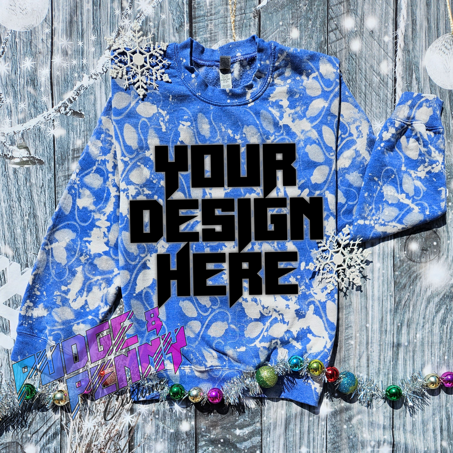 Mockup - Gildan Sweatshirt Lights Bleached Heather Royal