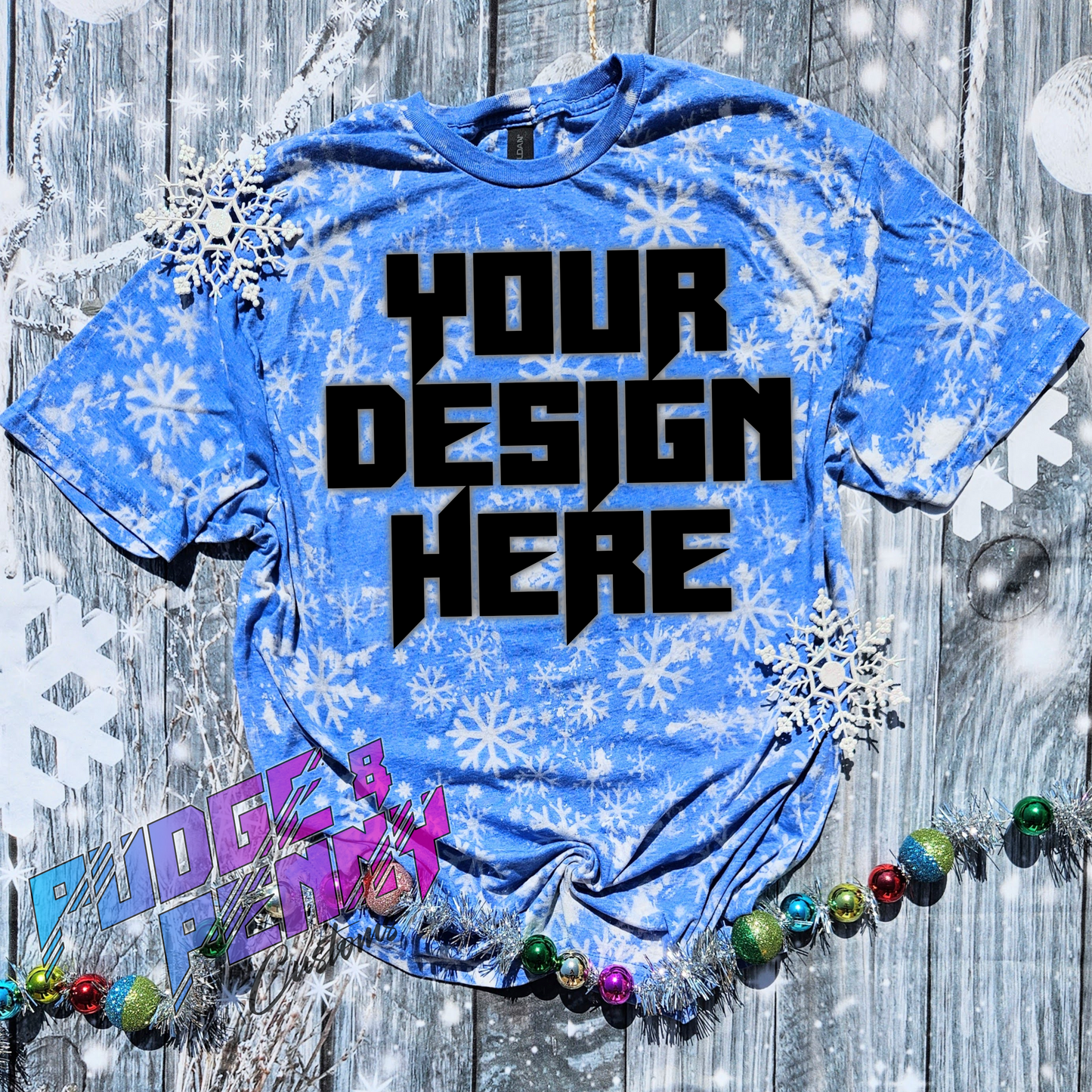 Gildan Softstyle Heather Royal Bleached Snowflakes Blank