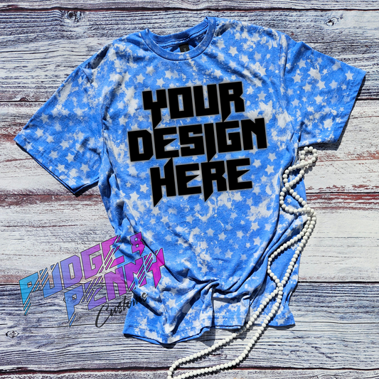 Mockup - Gildan Softstyle Heather Royal Bleached Stars
