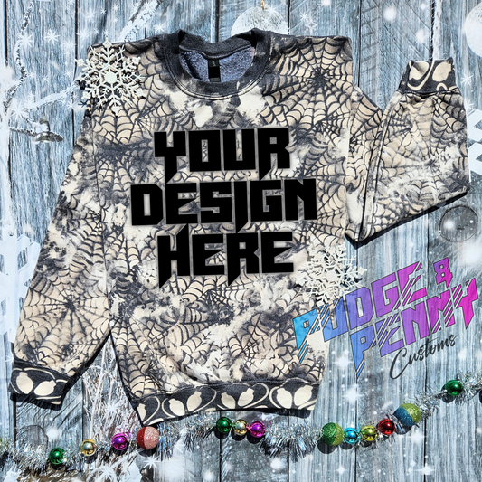 Mockup - Gildan Sweatshirt Webs and Lights Bleached Dark Heather