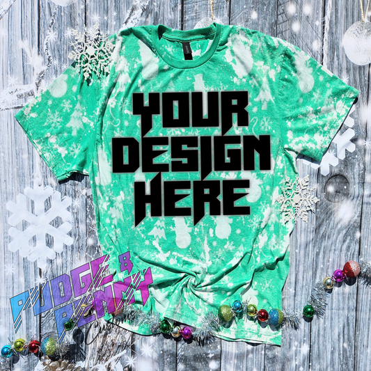 Mockup - Gildan Softstyle Heather Irish Green Bleached Christmas