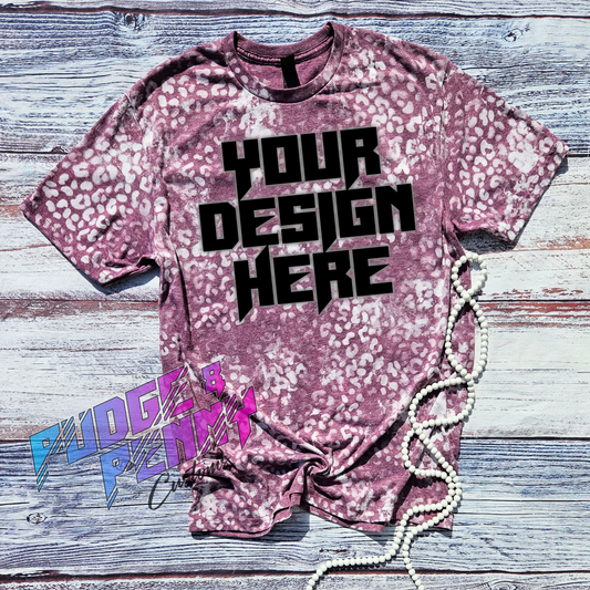 Mockup - Gildan Softstyle Heather Maroon Bleached Leopard