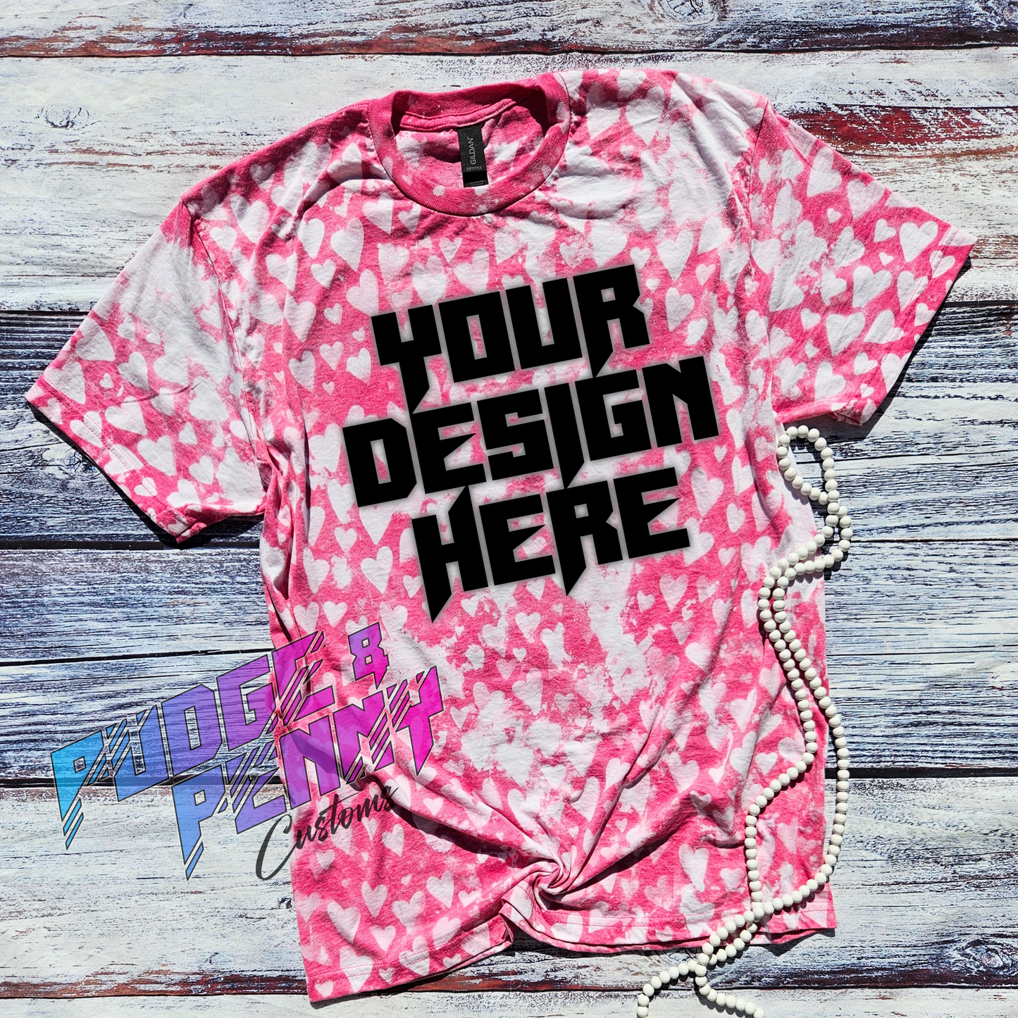 Gildan Softstyle Heather Heliconia Bleached Hearts Blank