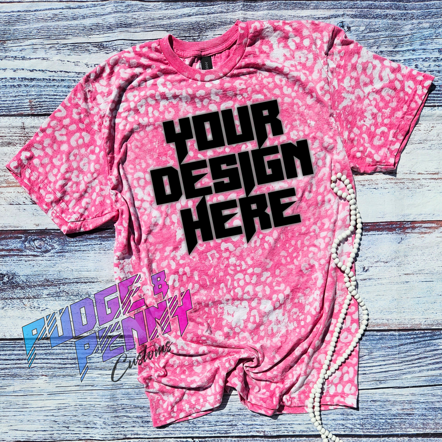 Mockup - Gildan Softstyle Heather Heliconia Bleached Leopard