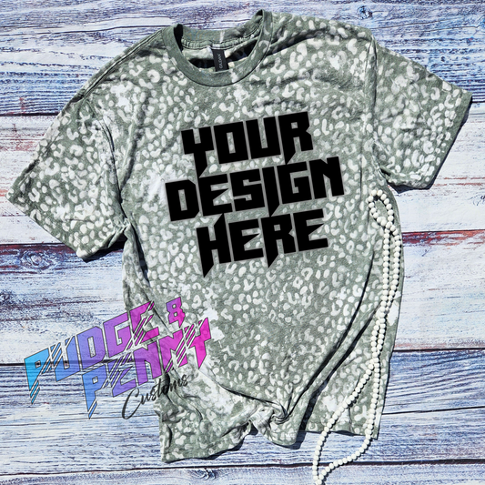 Gildan Softstyle Heather Military Green Bleached Leopard Blank