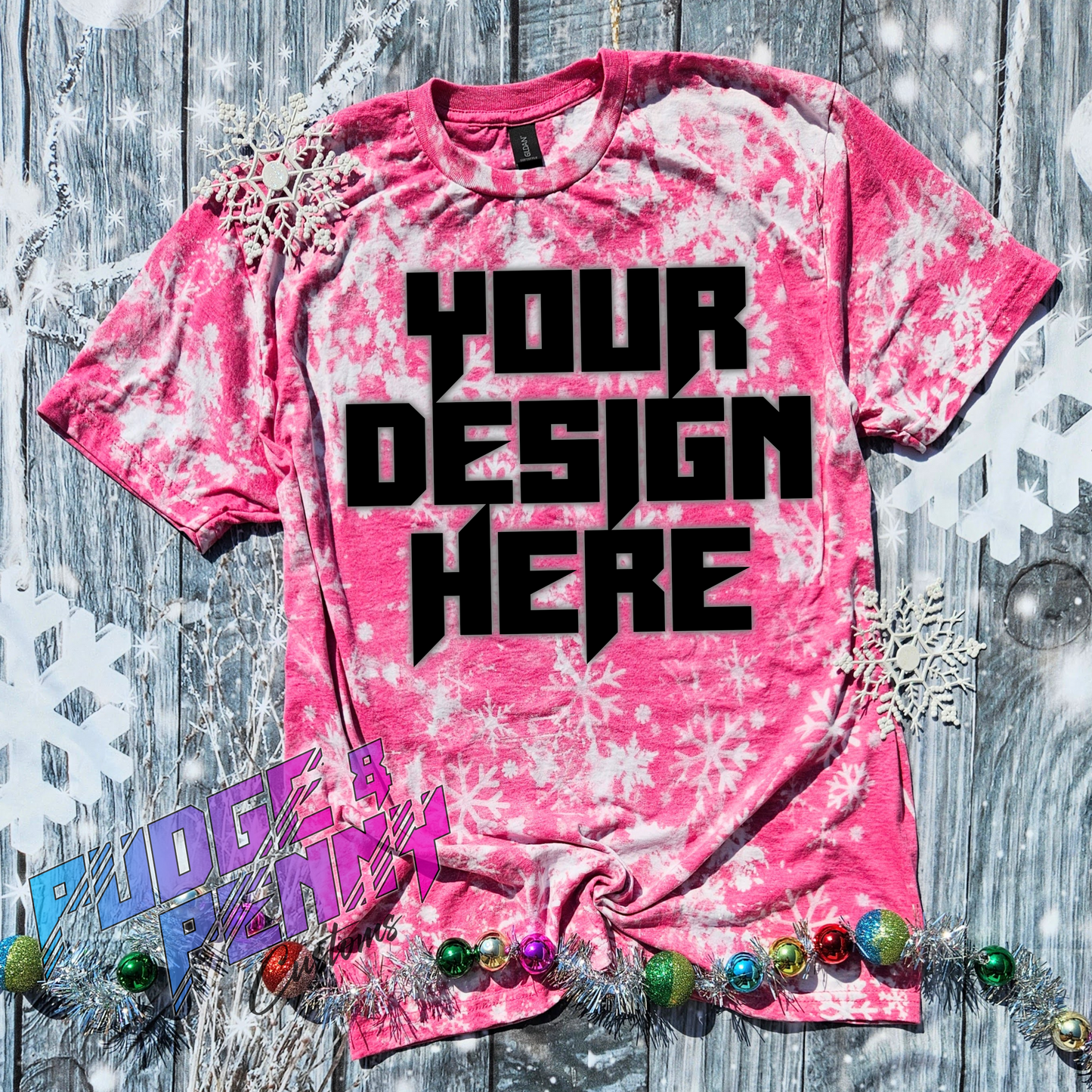 Gildan Softstyle Heather Heliconia Bleached Snowflakes Blank