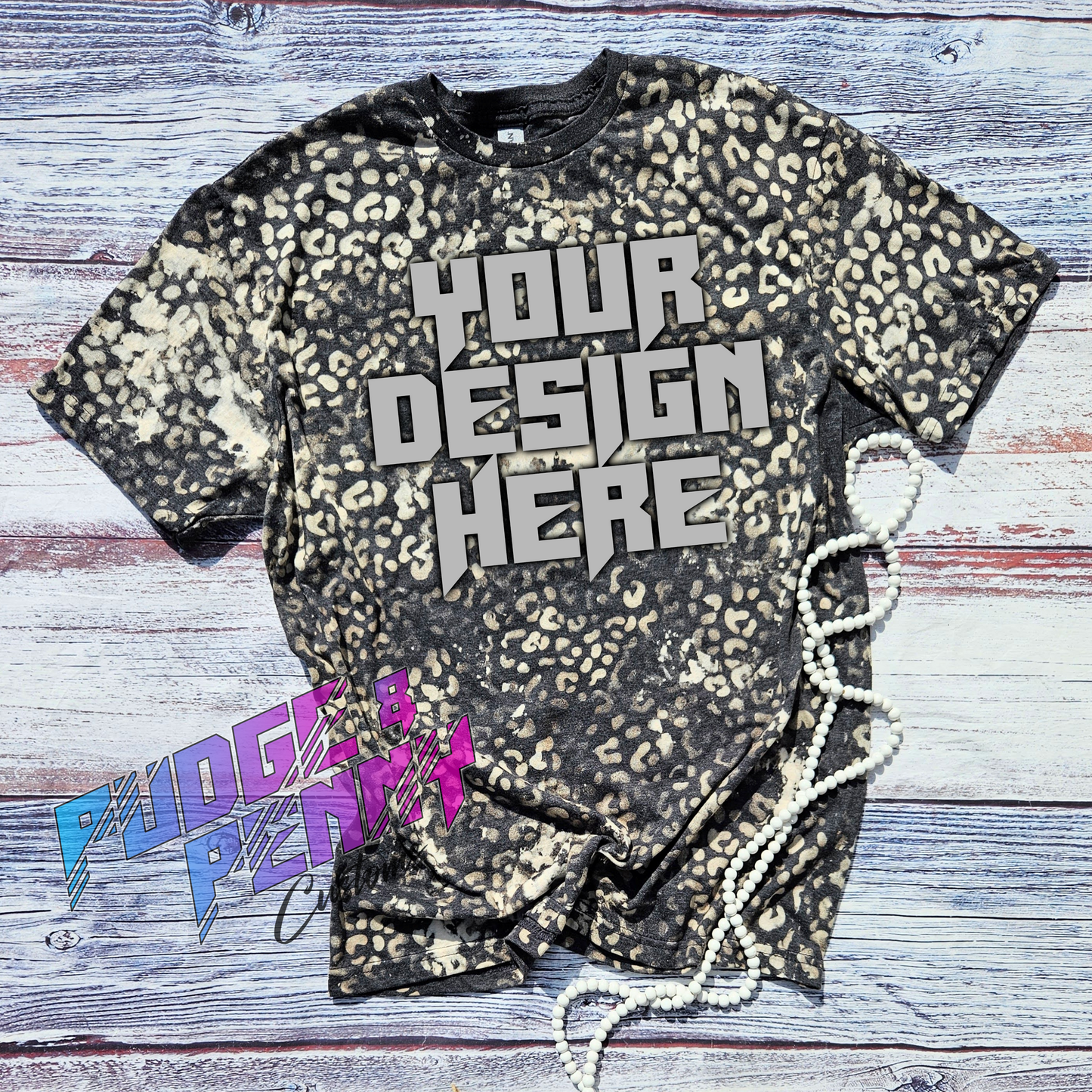 Mockup - Gildan Softstyle CVC Pitch Black Mist Bleached Leopard