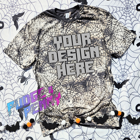 Gildan Softstyle CVC Pitch Black Mist Bleached Spiderwebs Blank