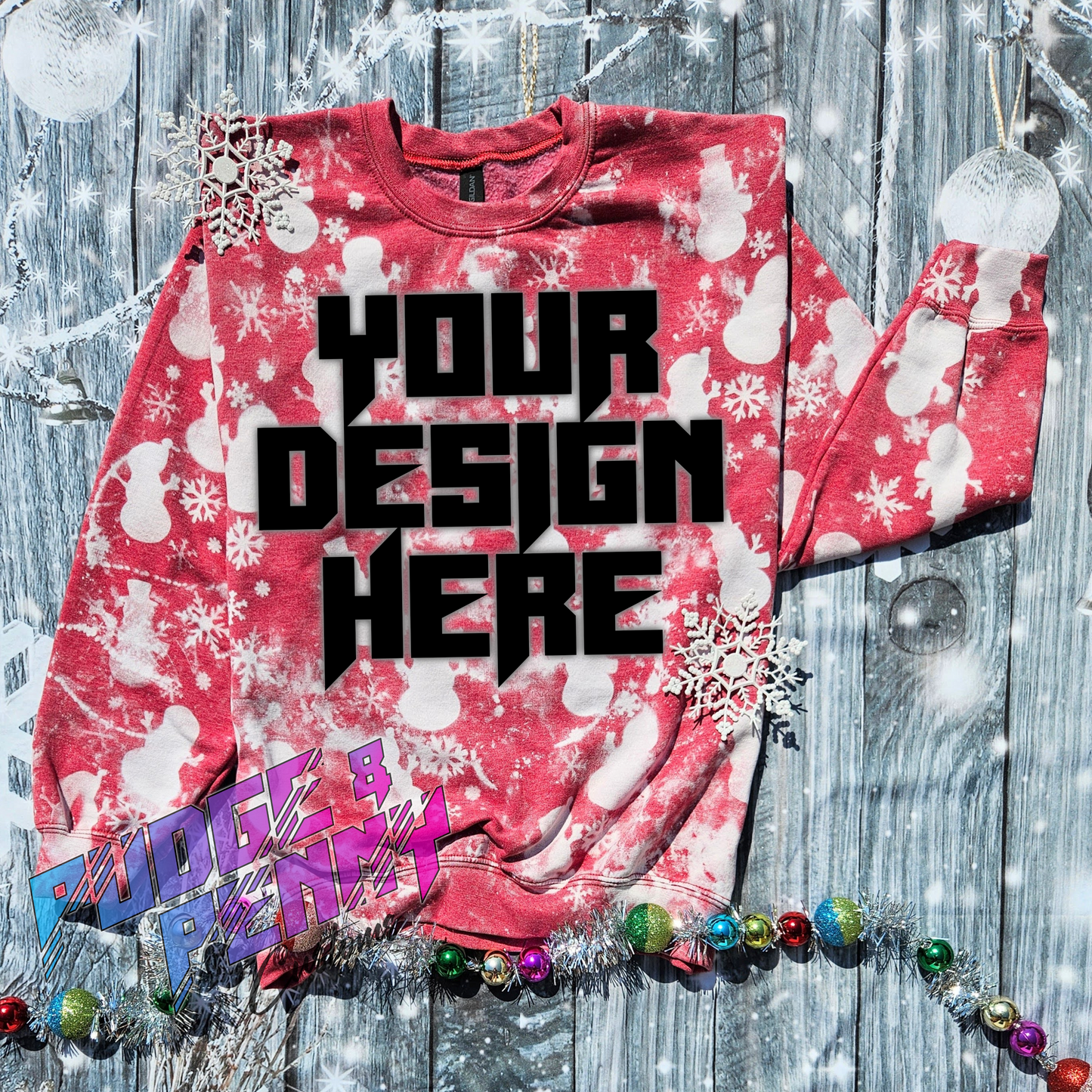 Gildan Heather Red Bleached Snowman Blank | Crew