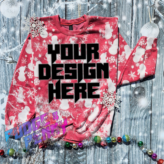 Gildan Heather Red Bleached Snowman Blank | Crew