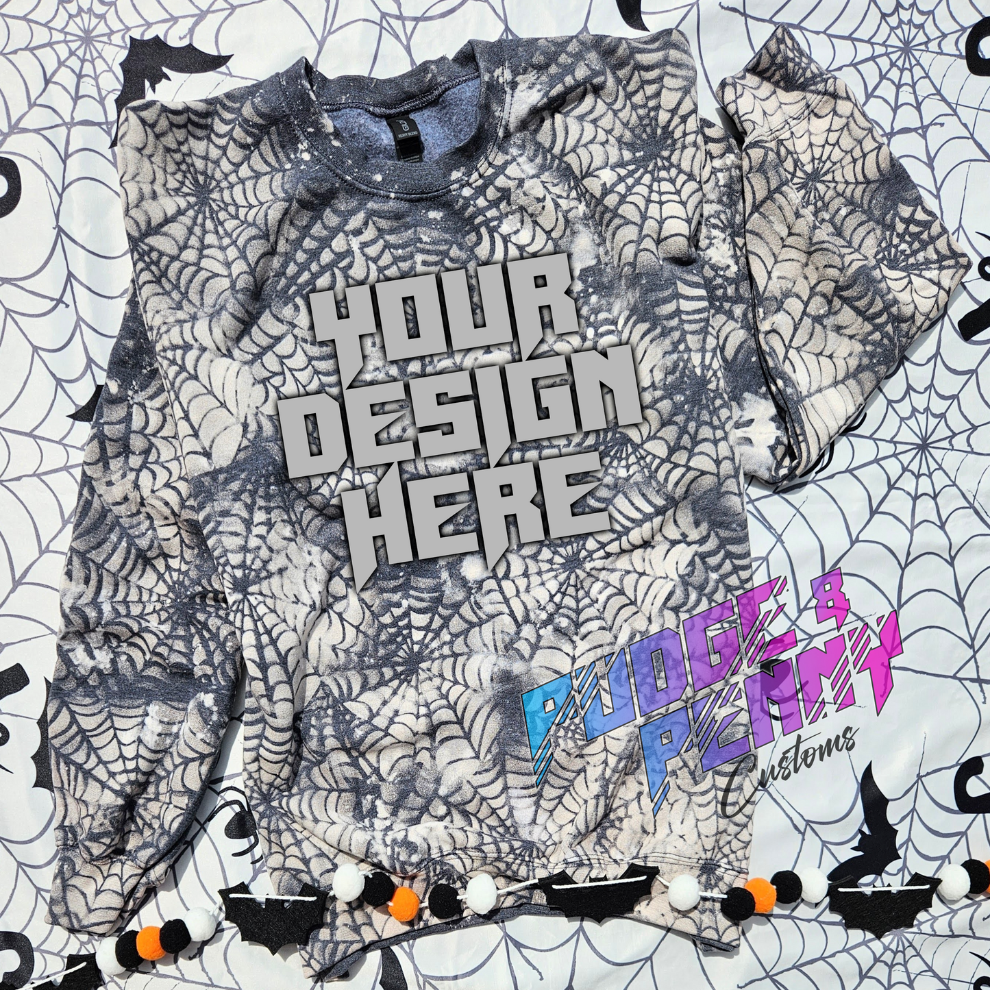 Gildan Dark Heather Bleached Spiderwebs | Crew
