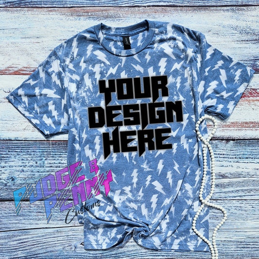 Gildan Softstyle Heather Indigo Bleached Lightning Bolt Blank