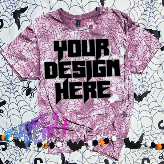 Mockup - Gildan Softstyle Heather Maroon Bleached Spiderweb