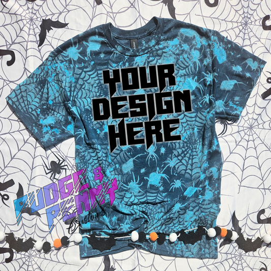 Gildan Midnight Bleached Webs and Spiders Blank