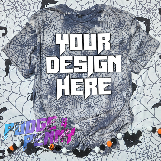 Gildan Softstyle Heather Navy Bleached Spiderwebs Blank