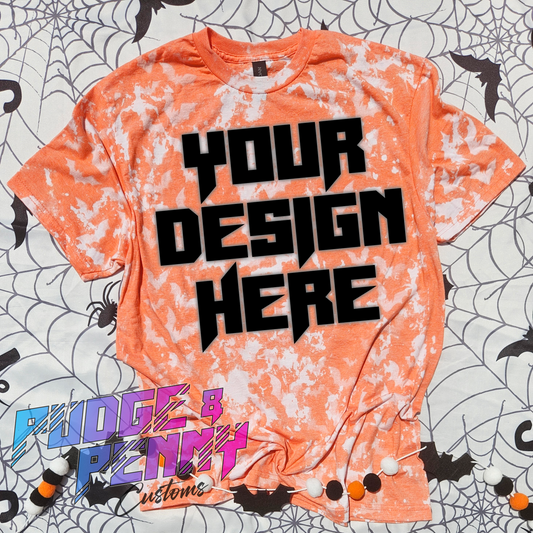Mockup - Gildan Softstyle Heather Orange Bleached Bats