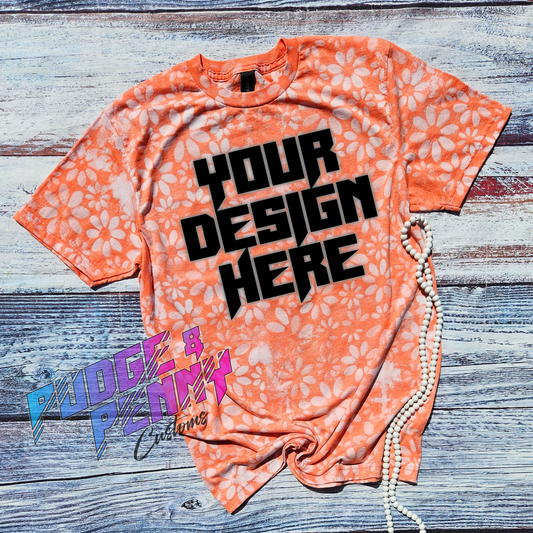 Gildan Softstyle Heather Orange Bleached Daisy Blank