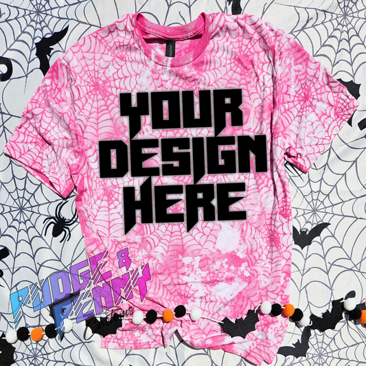 Mockup - Gildan Softstyle Heather Heliconia Bleached Spiderweb