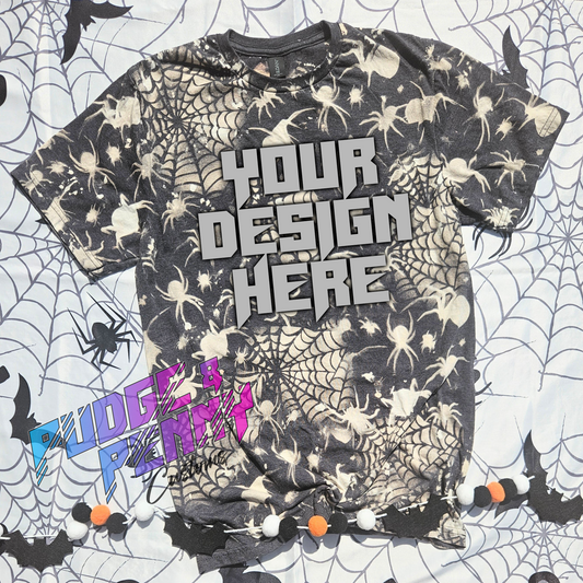 Gildan Softstyle CVC Pitch Black Mist Bleached Webs and Spiders Blank