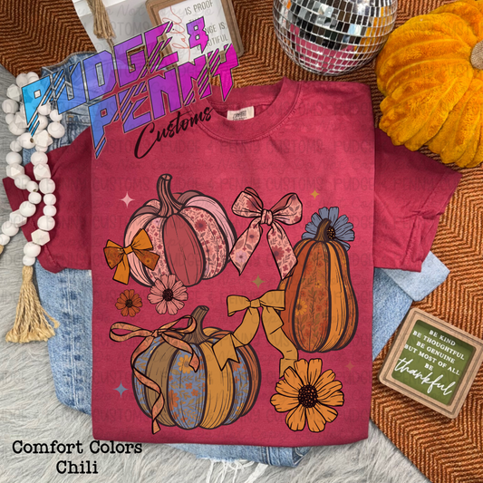 Floral Pumpkins and Bows