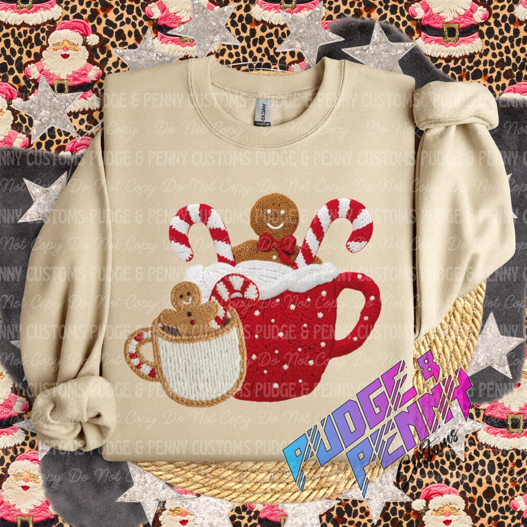 Faux Yarn Gingerbread in Mugs