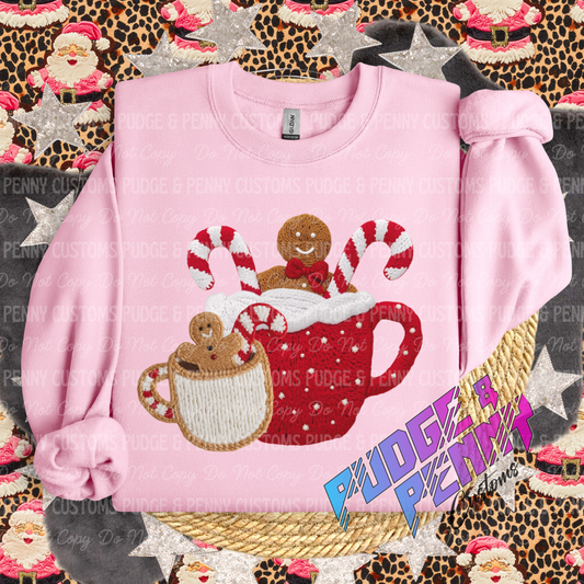 Faux Yarn Gingerbread in Mugs